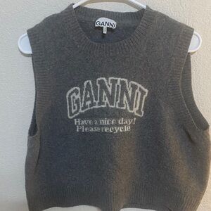 Ganni Charcoal Sleeveless Wool Blend sweater